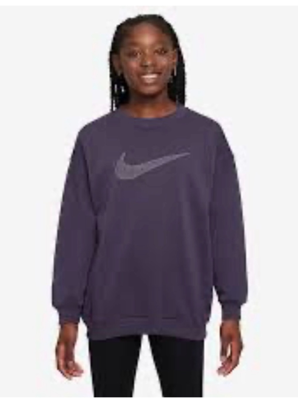 Nike Women's Dark Purple Swoosh Crewneck Sweatshirt